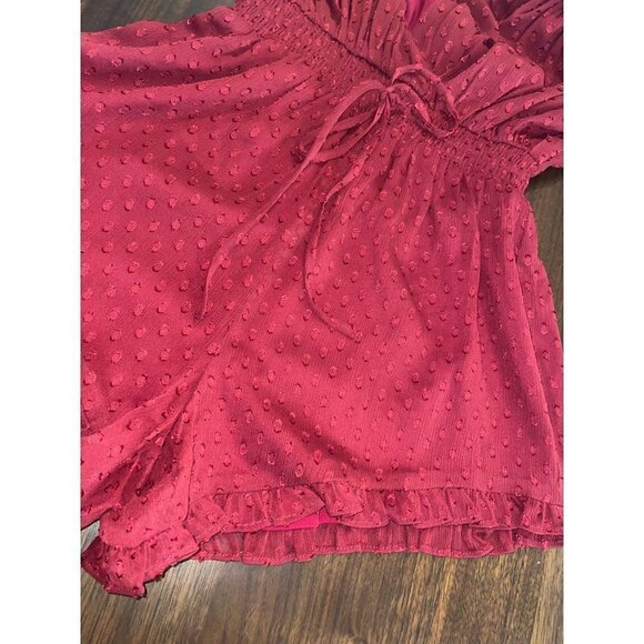 Tularosa Claudia Long Sleeve Romper in Deep Red XXSmall New - Picture 9 of 12